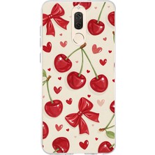 TechTree Huawei Mate 10 Lite Uyumlu Iraz, Kırmızı Kurdele ve Kalp Baskılı Silikon Kılıf
