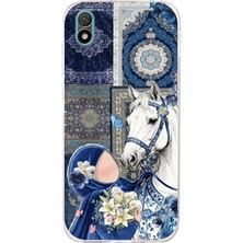 TechTree Huawei Y5 2019 - Honor 8s Uyumlu Geleneksel Motifli Beyaz At Baskılı Silikon Kılıf