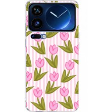 TechTree Xiaomi 17 Pro Max Uyumlu Embe Çizgili ve Lale Desenli Baskılı Silikon Kılıf