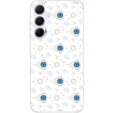 TechTree Samsung Galaxy A55 Uyumlu Nazar Boncuğu Güneş ve Hilal Baskılı Silikon Kılıf