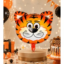 Parti Dükkanı Sevimli Kaplan Folyo Balon 48X54 cm Helyum Uyumlu Kaplan Şekilli Parti Balonu Doğum Günü Safari Orman Temalı Parti Süsü