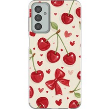 TechTree Samsung Galaxy M13-M23 Uyumlu Iraz, Kırmızı Kurdele ve Kalp Baskılı Silikon Kılıf