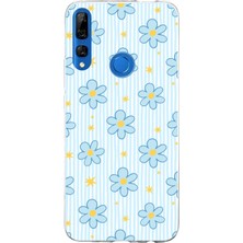 TechTree Honor 9x Uyumlu Mavi Çizgili ve Sarı Papatya Baskılı Silikon Kılıf