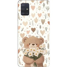 TechTree Samsung Galaxy A51 Uyumlu Romantik Sevimli Ayıcık Baskılı Silikon Kılıf