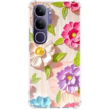 TechTree Vivo V40 Lite Uyumlu Renkli Çiçek Bahçesi Baskılı Silikon Kılıf