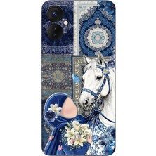 TechTree Tecno Spark 9 Pro Uyumlu Geleneksel Motifli Beyaz At Baskılı Silikon Kılıf