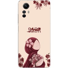 TechTree Redmi Note 12S Uyumlu Bordür Çiçekli Sabır Yazılı Baskılı Silikon Kılıf