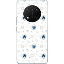 TechTree Honor X9C Uyumlu Nazar Boncuğu Güneş ve Hilal Baskılı Silikon Kılıf