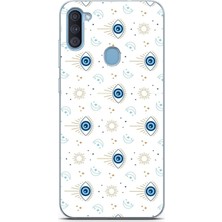 TechTree Samsung Galaxy A11-M11 Uyumlu Nazar Boncuğu Güneş ve Hilal Baskılı Silikon Kılıf