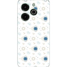 TechTree Tecno Pova 6 Pro Uyumlu Nazar Boncuğu Güneş ve Hilal Baskılı Silikon Kılıf