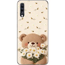 TechTree Samsung Galaxy A70 Uyumlu Arı ve Papatya Sevimli Ayıcık Baskılı Silikon Kılıf
