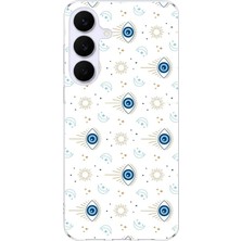 TechTree Samsung Galaxy S25 Fe Uyumlu Nazar Boncuğu Güneş ve Hilal Baskılı Silikon Kılıf