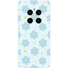 TechTree Honor Magic 7 Pro Uyumlu Mavi Çizgili ve Sarı Papatya Baskılı Silikon Kılıf