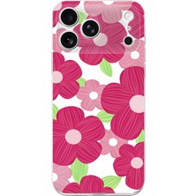 TechTree Iphone 17 Pro Uyumlu Pembe Çiçek Desenli Baskılı Silikon Kılıf