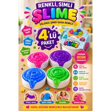 Open City 4'lü Slime Oyun Jeli Simli Streç Hamur Eğitici Duyusal Oyun Motor Beceri Geliştiren Oyuncak Renkli