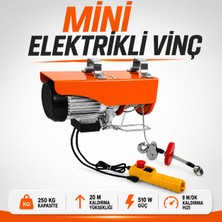 Badem10 Mini Elektrikli Vinç Caraskal 125/250 kg 510 Watt 20 Metre Çelik Halatlı Yük Kaldırma Makinesi