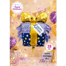 Parti Dükkanı Hediye Kutusu Folyo Balon 28 Inç 71 cm Helyum Uyumlu Happy Birthday Hediye Paketi Şekilli Büyük Boy Doğum Günü Parti Balonu