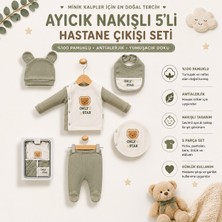WinterSun Baby Ayıcık Nakışlı Erkek Bebek 5’li Hastane Çıkışı Seti %100 Pamuklu Antialerjik Yenidoğan Bebek Takımı