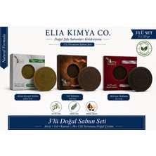 Elia Company 3’lü Doğal Sabun Seti 3X125 G – Kükürtlü Sabun, Katran Sabunu ve Ud Sabunu – Zeytinyağı & Defne Yağlı Cilt Bakım Seti