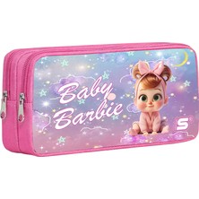 Omix Baby Barbie Yıldızlı Gece Desenli Çift Bölmeli Kalemlik