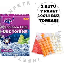 İnfeta 1 Kutu 7 Yaprak 196 Küp Buz Torbası Kemik Suyu Torbası Dondurma Meyve Suyu Buz Torbası