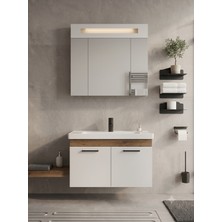 Usart BONUS 70 cm Banyo Dolabı Takımı Beyaz - Ceviz MDFLAM Malzemeden Şık Tasarım
