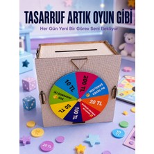 Just Cheap Store Para Biriktirme Challenge Kutusu Eğlenceli Şans Çarkı Ahşap Tasarruf Kumbarası