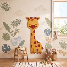 Mezora Zürafa Ahşap Çocuk Boy Büyüme Grafiği Cetvel / Aile Bebek Çocuk Odası Boy Ölçer
