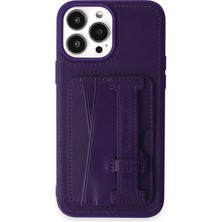 HDD  iPhone 14 Pro Kılıf Hd Deri Kartvizitli Kapak - Derin Mor