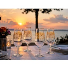 Crystalex Cam Meşrubat Kokteyl-Bira Bardağı 4'lü 380 Ml- Gold Dekor (Kokteyl/soğuk Kahve Bardağı )