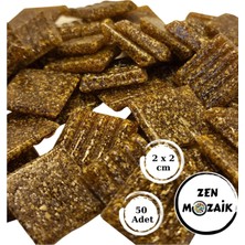 Zen Mozaik Sanatsal Mozaik Çalışmalarınız Için 20X20 mm (2x2 Cm) Renkli Cam Mozaik Taşı - Kahverengi