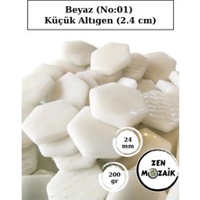 Zen Mozaik Sanatsal Mozaik Çalışmalarınız Için Altıgen Cam Mozaik Taşı - Kenar 12 Mm, Köşegen 24 mm (200 Gr)