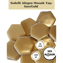 Zen Mozaik Sanatsal Mozaik Çalışmalarınız Için Sedefli Altıgen Cam Mozaik Taşı - Kenar 18 Mm, Köşegen 36 mm (200 Gr)
