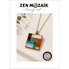 Zen Mozaik El Yapımı Mozaik Kolye Ucu - 2.5x2.5cm Kare