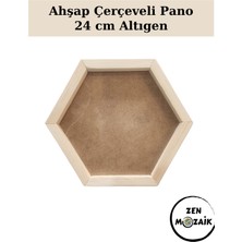 Zen Mozaik Doğal Ahşap Çerçeveli Altıgen Pano - 24X24 cm