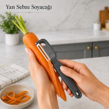 Yan Sebze Soyacağı Paslanmaz Çelik Bıçaklı Plastik Meyve Sebze Soyucu Çürük Temizleme Uçlu Şeffaf Kapaklı Sariva Home