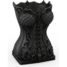Gotik Makyaj Fırça Düzenleyici - 3D Baskı Dekoratif Gotik Korse Tasarımlı Organizer