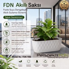 Perspektiffdn Fdn Akıllı Saksı Sistemli Çiçek Saksısı - Kırılmaya ve Uv Işınlarına Dayanıklı Premium Akıllı Saksı (Bitki Dostu Hava Kanallı) Model No: Fdn-Ybs Orta Boy Beyaz Renk