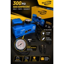 Sega-San Çift Girişli (12V/220V) 300 Psı Güçlü Taşınabilir Hava Kompresörü