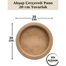 Zen Mozaik Doğal Ahşap Çerçeveli Yuvarlak Pano - Çap 20 cm