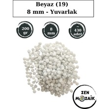 Zen Mozaik Sanatsal Mozaik Çalışmalarınız Için Sedefli Yuvarlak Cam Mozaik Taşı - Çap 8 mm (200 Gram)