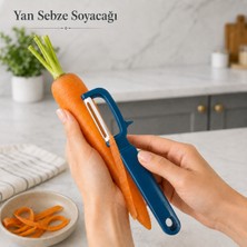 Yan Sebze Soyacağı Paslanmaz Çelik Bıçaklı Plastik Meyve Sebze Soyucu Çürük Temizleme Uçlu Şeffaf Kapaklı Sariva Home