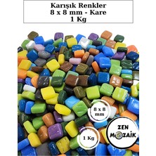 Zen Mozaik Sanatsal Mozaik Çalışmalarınız Için Karışık Renkli Cam Mozaik Taşları - 1 kg