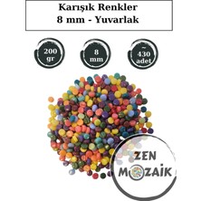 Zen Mozaik Sanatsal Mozaik Çalışmalarınız Için Yuvarlak Cam Mozaik Taşı - Çap 8 mm (200 Gram)