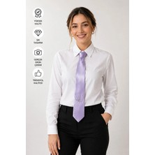 Daisy El Yapımı Lila Taş Işlemeli Saten Kravat Kadın Erkek Unisex Şık Özel Tasarım Hediye
