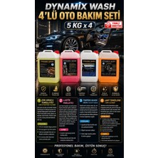 Dynamix Wash 4'lü Oto Yıkama Seti Jant, Detay, Konsantre Lastik, Krem, 5'er kg Bakım Seti