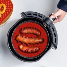 Eco Lounge Renkli Isıya Dayanıklı Yıkanılabilir Silikon Fırın ve Airfryer Yuvarlak Pişirme Matı 23 cm
