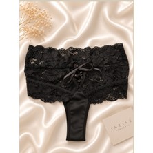 Intive Lingerie Intive Fantasy Yüksek Bel Arkası Bağlama Detaylı Transparan Dantelli Fantezi Tanga