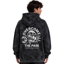 Sevbano Overcome The Pain Fitness Bodybuilding Baskılı Unisex Oversize Yıkamalı Premium Hoodie Sweatshirt
