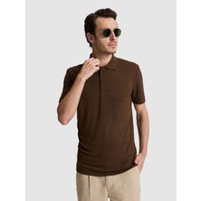 Cacharel Erkek Kahverengi Slim Fit Polo Yaka T-Shirt 50328376-VR029